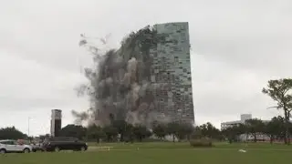 Hurricane-damaged Louisiana skyscraper is imploded