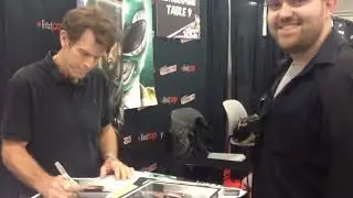 Kevin Conroy signs Brandon Krum's Artwork "Behind The Bat" at New York Comic Con 2014 - R.I.P.