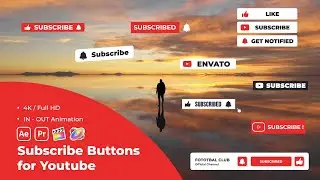 Subscribe Buttons for Youtube | After Effects, Premiere Pro and FCPX Template (Video Template)