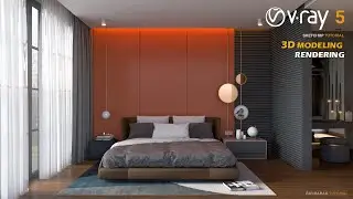 Modern bedroom with Orage color | Interior Design | Vray 5 Sketchup interior #35