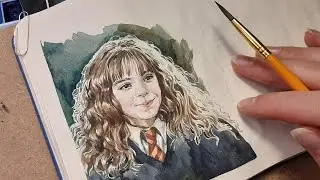 Sketchbook artcreation/ Рисую Гермиону акварелью/ слушаю аудиокнигу Гарри Поттер и Кубок огня (4)