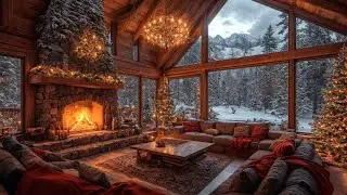 Peaceful Christmas Jazz Instrumental Music 🎄 Cozy Christmas Ambience with Fireplace Burning Sounds