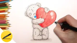 How to Draw a Teddy Bear with a Valentine's Heart ❤ Step by Step Easy for beginners