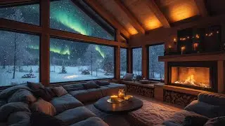 Winter Night Jazz ❄️ Cozy Snowfall Cabin with Jazz Relaxing Music for Stress Relief, Study, Unwind