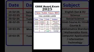 CBSE 10th Exam Date Sheet 2025 | CBSE Exam Date 2025 | CBSE Exam Time Table 2025 