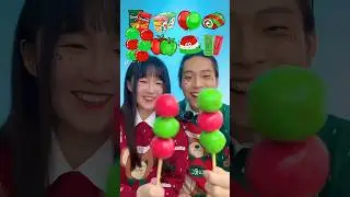 Green and Red Emoji Food Challenge ASMR MUKBANG🥵 