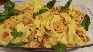 creveți cu pappardelle