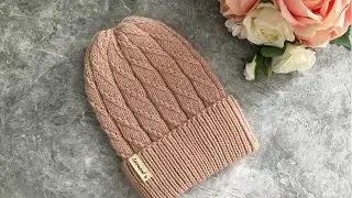 ЖЕНСКАЯ ШАПКА ИЗ МЕРИНОСА СПИЦАМИ 2019 / БЕСПЛАТНЫЙ МАСТЕР КЛАСС. KNITTED HAT
