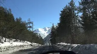 Дорога от Эльбруса до Чегета. The road from Elbrus to Cheget. Из окна автомобиля. 