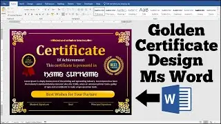 How to Make Printable Golden Certificate Design in MS Word Hindi Tutorial || MS Word Design