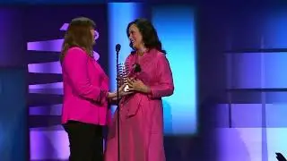 Amanda Litman of Run for Something presents Gov. Whitmer with her 28th Annual Webby Award 