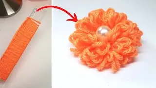 Easy Woolen Flower with Ruler. Hand Embroidery Amazing Trick