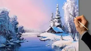 Acrylic Landscape Painting - Winter Morning / Easy Art / Drawing Lessons / Satisfying Pictures.