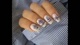 Морской дизайн с диском BP-33  ( BornPrettyStore.com ) / Nautical nail art