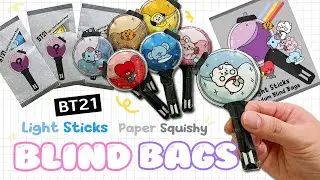 How to make Bt21 Light Stick Paper Squishy Blind Bag | Free Color Templates