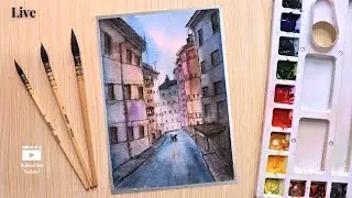 How to Paint Architecture in Watercolor Loose Style // Painting Light and Mood #watercolorpainting