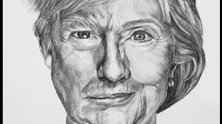 Clinton vs. Trump: Face-Split Pencil Speed Drawing