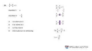 KVA uppgift 19 från högskoleprovet våren 2024 provpass 2 kvantitativ del