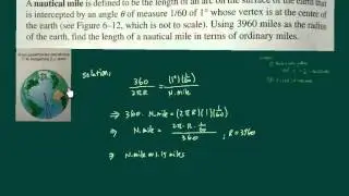 Trig word problems, finding length of a nautical mile