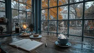 Rainy Autumn Cafe Ambience with Smooth Jazz Relaxing Music & Rain Sounds for Work, Relax, Study 🍂🍁☕️