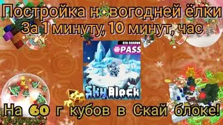 КТО ЛУЧШЕ ПОСТРОИТ НОВОГОДНЮЮ ЁЛКУ ЗА 1 МИНУТУ/10 МИНУТ/ЧАС В СКАЙ БЛОКЕ, ПОЛУЧИТ 60 Г КУБОВ!