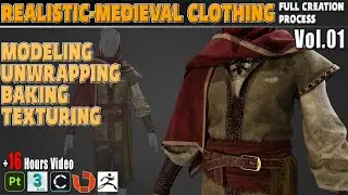 Realistic- Medieval Clothing Full Creation Process Video Tutorial ( 16 Hours )  Vol.01