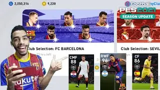 BARCELONA + VILLA REAL + SEVILLA CLUB SELECTION PACKOPENING PES 2021 MOBILE