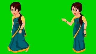 Green Screen Village Lady cartoon character/Green Screen Village woman/village Woman Green Screen