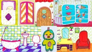 Рисуем дом  для бумажной уточки./We draw a house in a notebook for a paper duck.