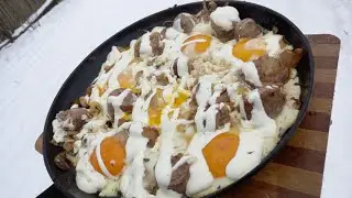 Еда для настоящих мужчин. Мега вкусный деревенский обед на огне