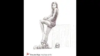 HOW TO DRAW A WOMAN WITH SKULLS - PEN & INK