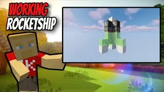 MINECRAFT TUTORIAL - SIMPLE WORKING ROCKETSHIP | Sticky Piston's + Slime Blocks!