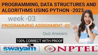 Programming, Data Structures And Algorithms Using Python | NPTEL WEEK 03 Programming Answers 2023