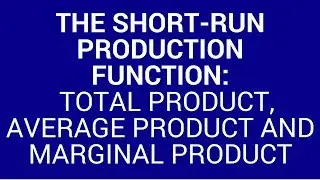 The short run production function: total product, average product and marginal product