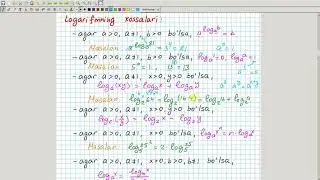 Logarifmning asosiy xossalari. Algebra 10-sinf. 52-dars