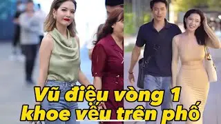 Gái xinh khoe vòng 1 dạo phố, braless nobra walking, street fashion