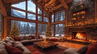 Crackling Fireplace Sounds with Relaxing Christmas Jazz Instrumental Music 🎄 Warm Christmas Ambience