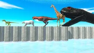 Dinosaurs and Animal Running Through Giant Titanoboas - Animal Revolt Battle Simulator