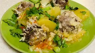 Тефтельки с картошкой и капустой. Ужин в одной посуде