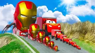 Big & Small Choo-Choo Charles Iron Man vs Big & Small Lightning Mcqueen | BeamNG.Drive