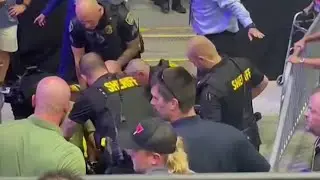 Man tased by police after storming media area at Trump rally