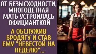 Отчаявшись, многодетная мать стала официанткой… А обслужив бродягу и став ему 