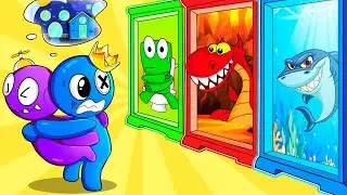 Please Help Blue and Purple! Don't Choose the Wrong Door to Go Home - Rainbow Friends Animations