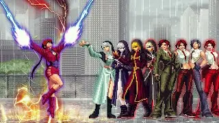 [KOF Mugen] Thunder Shermie Vs 8 Female Fighters Team