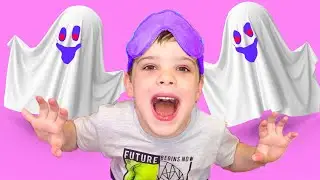 Serge and Vasya Pretend Play with Halloween Ghost Haunted House!!!
