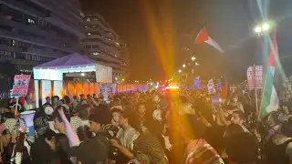 Pro-Palestinian protest outside Israeli PM Netanyahus hotel in Washington | AFP