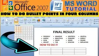 BULLET POINTS II HOW to do BULLETS POINT in 4 COLUMNS using MS Word II MS WORD TUTORIAL