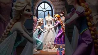 Princess ELSA & RAPUNZEL fight the dress❤️ #princess #disney #shorts