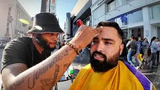 STREET BARBER in Hollywood, California 🇺🇸