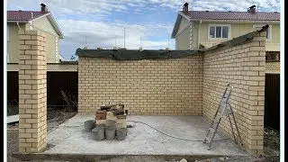 КАК ПОСТРОИТЬ БЕСЕДКУ  КИРПИЧ ОБЛИЦОВОЧНЫЙ ЦВЕТ ИМБИРЬ 5х4 метра своими руками